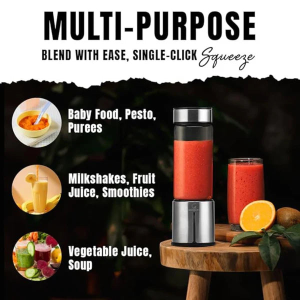 Goodscity Blender For Smoothie And Juices | Portable Hand Blender For Kitchen | Premium Usb Rechargeable Fruit Juicer Machine | 450Ml BPA FREE Food Grade Jar