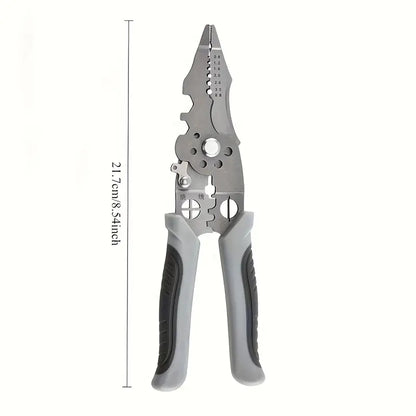 Multifunctional Wire Stripper Pliers - Stainless Steel Ergonomic Grip, No Assembly Required, Portable Cable Stripper & Crimper Tool for Electricians