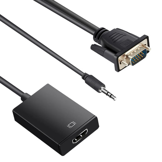 VGA to HDMI Converter Adapter, VGA Male to HDMI Female Cable Converter with 1080P HD Video and Audio Support for Connecting Old PC, Laptop with a VGA Output to Monitor, HDTV,Projector, VGA Male To HDMI Female Converter Adapter With 3.5mm Stereo USB Cable